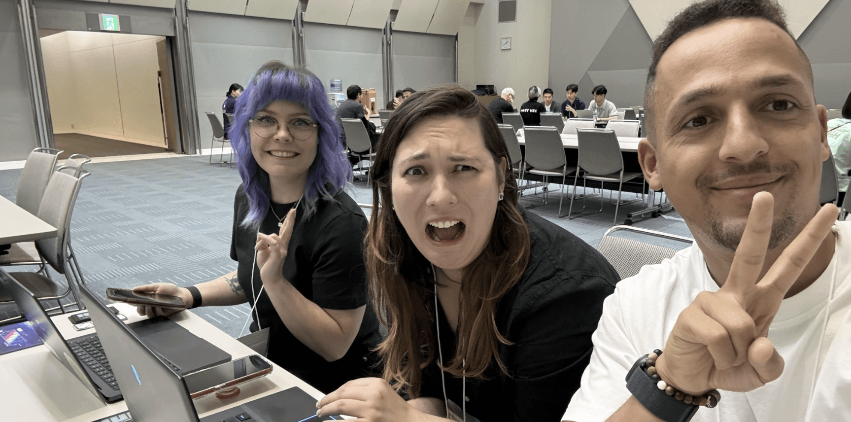 Jeanna, Rachael, and Karim at Tokyo Game Show